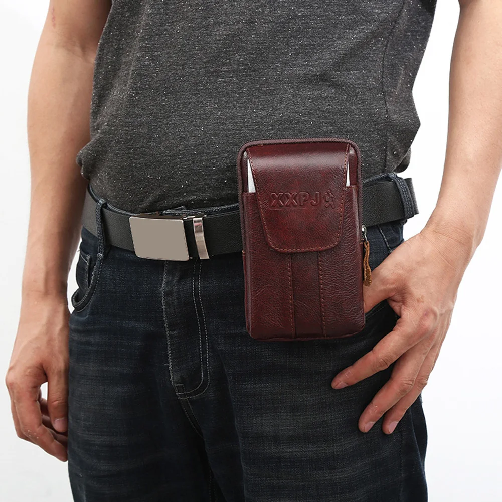 

Pure Color Men Fanny Waist Bag Classic Texture Creative Delicate Design Chic Cowhide Leather Mobile Phone Purse Belt Bum Pouch