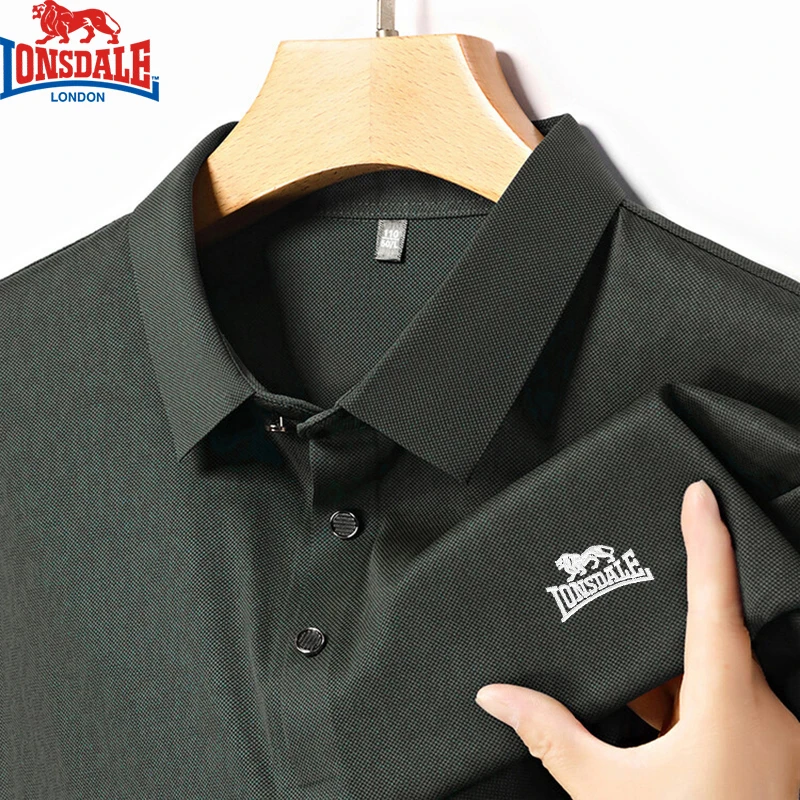 Новинка Летняя шелковая рубашка-поло с вышивкой LONSDALE мужская деловая