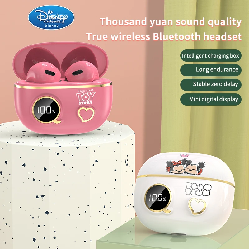 

Original Disney In Ear Wireless Bluetooth Headphones BT5.3 Deep Bass Earphones HiFi Sound Headsets Stereo Earbuds Cute Cartoon