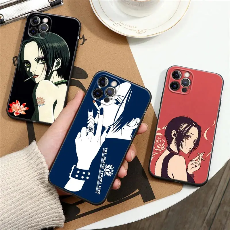 

NaNa Osaki Embracing Anime Manga Black Silicone Phone Case for IPhone 12 11 13 14 Pro Max XS XR X 8 7 Plus SE Soft Cover Fundas