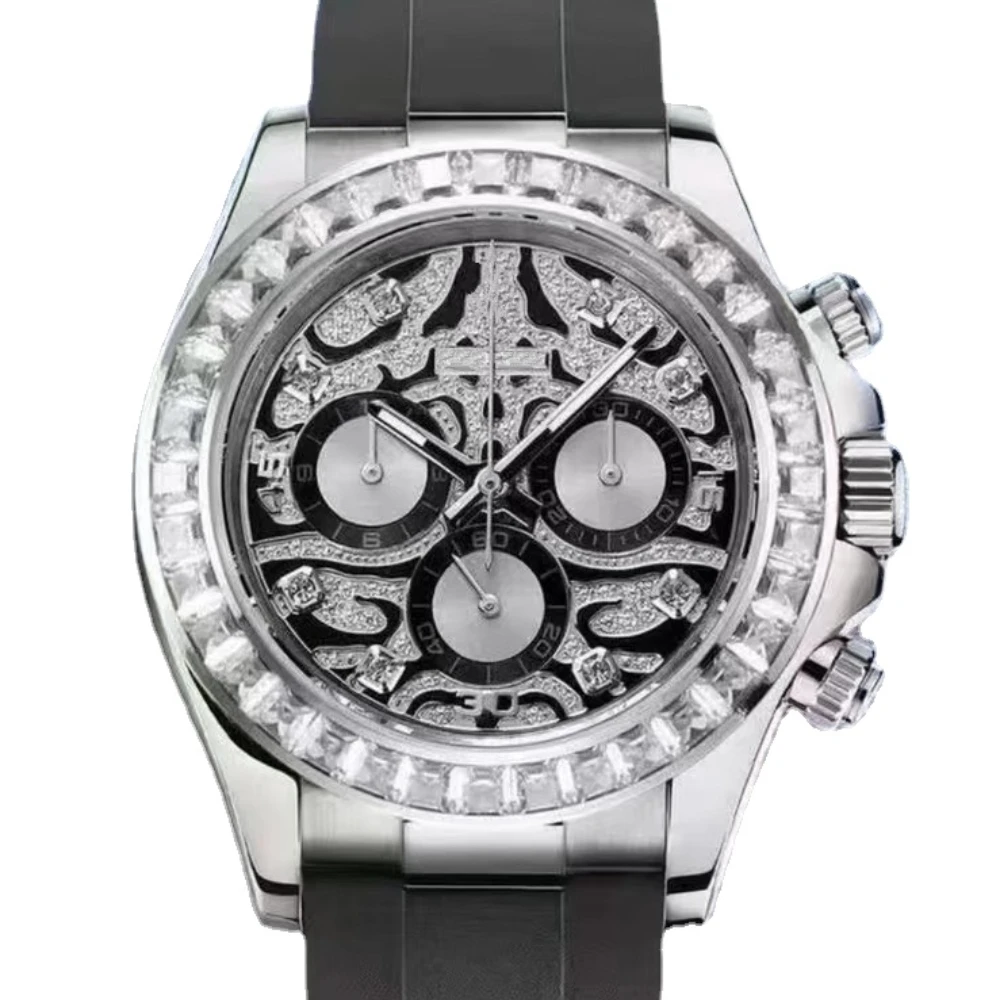 

2023 New Luxury Original Brand Fashion Mens Watches Automatic Mechanical Stainless Steel Rubber Strap Diamonds Design AAA Clocks