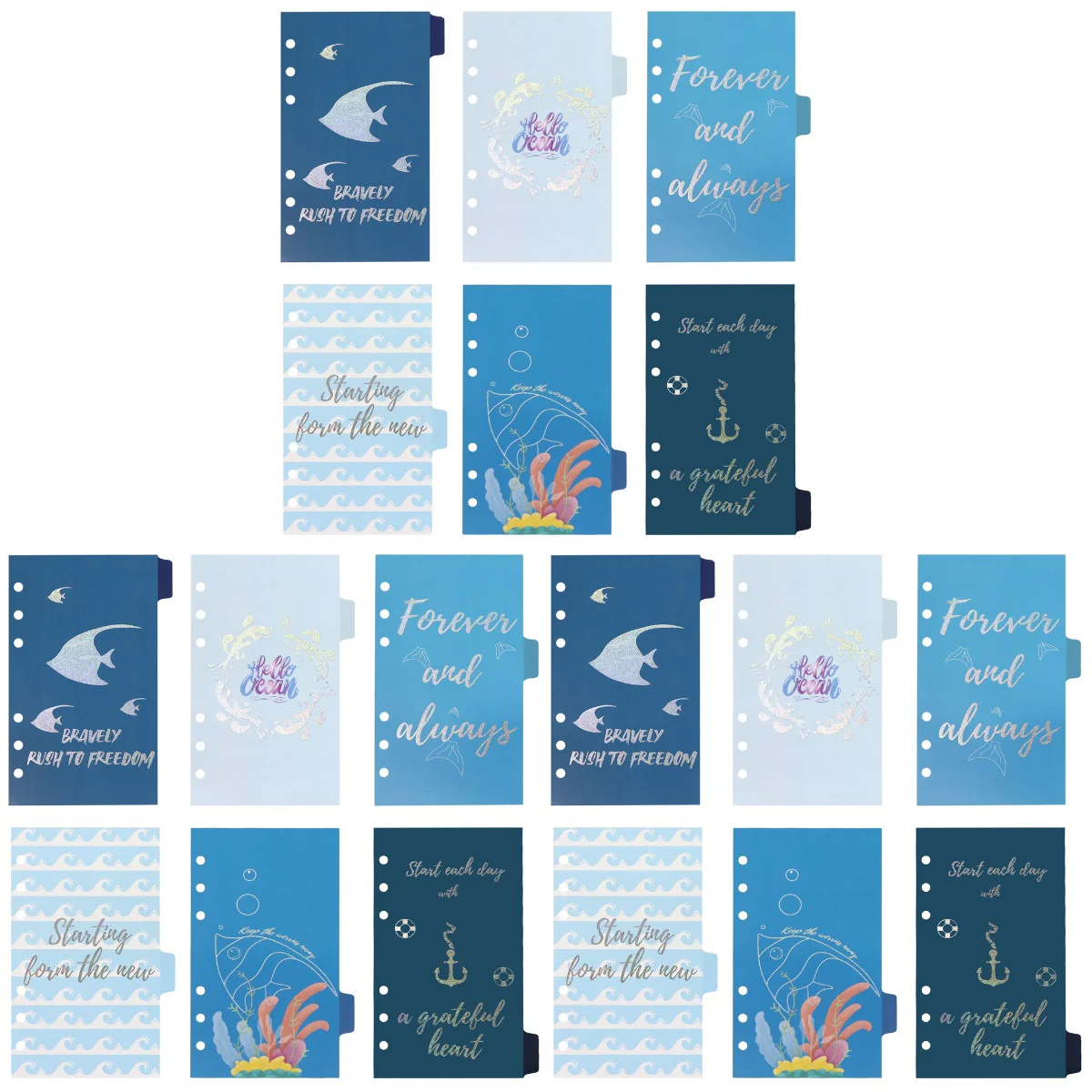 

18 заправляемых бумажных перегородков для бумаги в океаническом стиле