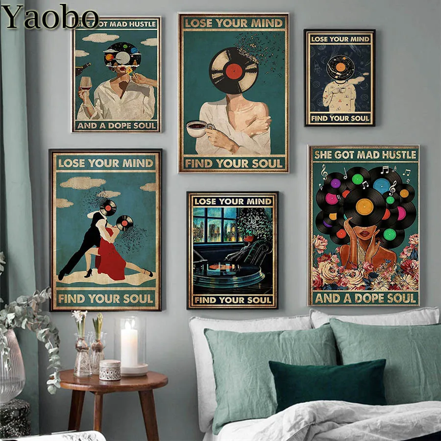 Vintage Abstract Figure Diamond Painting Accessories Diamond Mosaic Vinyl Record Music Dancer Cross Stitch 5D Diamond Embroidery