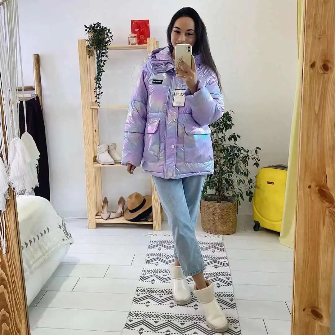 Bright-faced Cotton Clothing Women Winter 2023 New Cotton Women Loose Plus Thick Down Cotton Clothing
