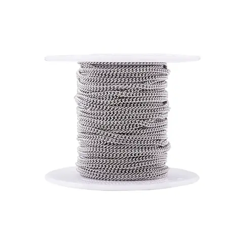 Панцирная цепь Pandahall из нержавеющей стали 304, несварные звенья, цепочки для ожерелья «сделай сам», чокер, Ювелирная фурнитура, 2,4x1,9x0,5 мм, 10 м/рулон