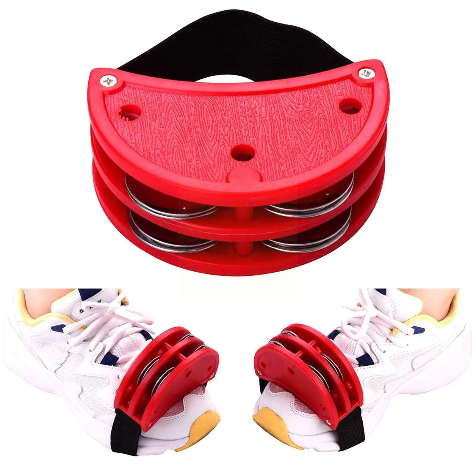 

Foot Tambourine Steel Percussion Jingle Shaker Bells Instrument Color Musical Rattle Black Accompaniment Red Y7L5