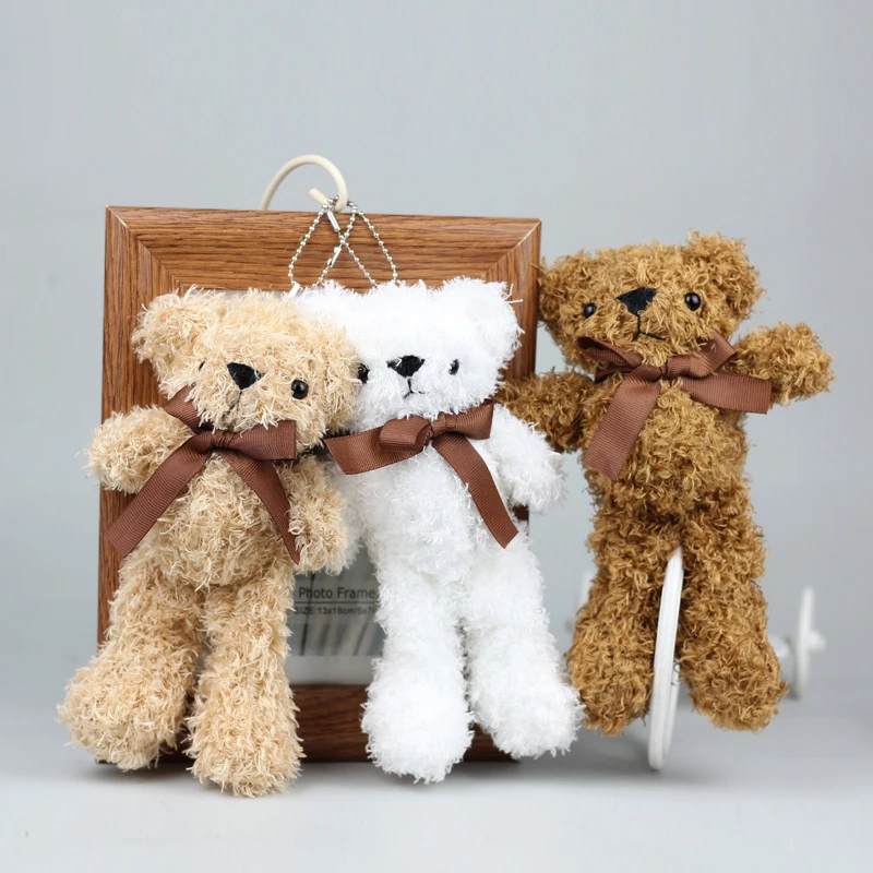 

1PC Cute Bow Tie Teddy Bear Pendant Keychain Soft Stuffed Toy Keyring Beautiful Plush Doll For Birthday Wedding Christmas Gift
