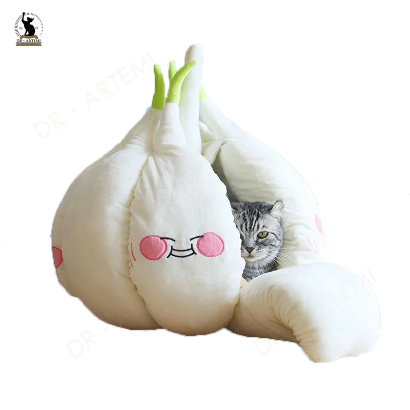 

Cat Litter Cartoon Thickening Autumn And Winter Semi-Enclosed New Litter Warm Nest Garlic Shape Kitten Kennel Pet Supplies