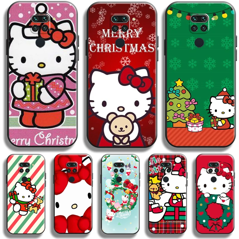 

Hello Kitty Kuromi Christmas For Xiaomi Redmi Note 9 9 Pro 9T 5G Phone Case Liquid Silicon Soft Black Carcasa Coque