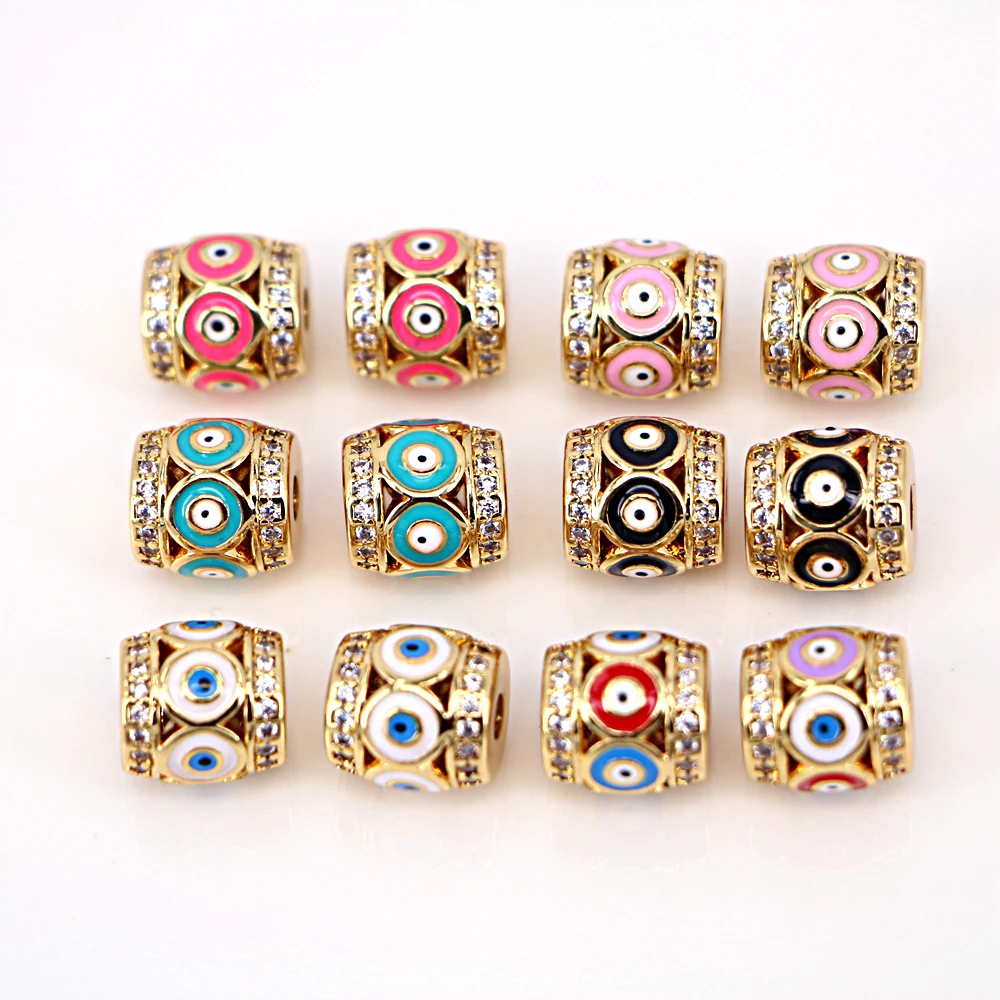 

10 шт., трубчатые коннекторы для глаз, эмалированные подвески с кубическим цирконием для рукоделия, женские браслеты, ожерелья, аксессуары, м...