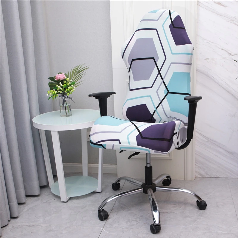 Printed Gaming Chair Covers Stretch Computer Chair Slipcovers Spandex Rotating Office Chair Covers Race Game Chair Protector images - 6