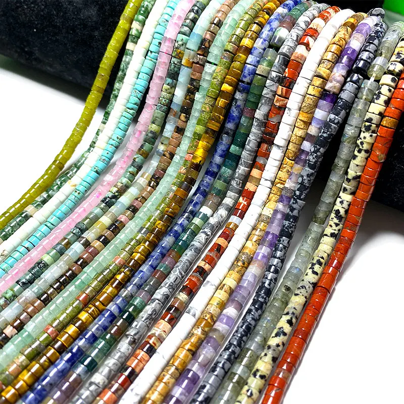 

Natural Stone 4*2MM Flat Round Rhodochrosite Jaspers Agates Jades Rondelle Spacer Beads for Jewelry Making DIY Bracelet Charms
