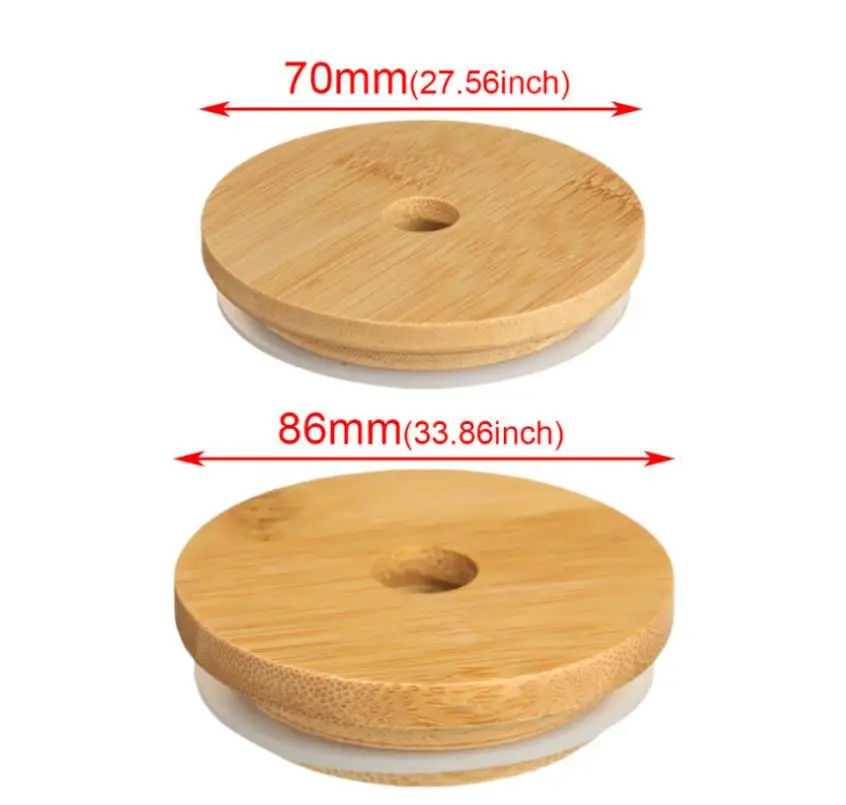 70 мм 86 бамбуковая крышка для чашки многоразовая деревянная баночки Mason с
