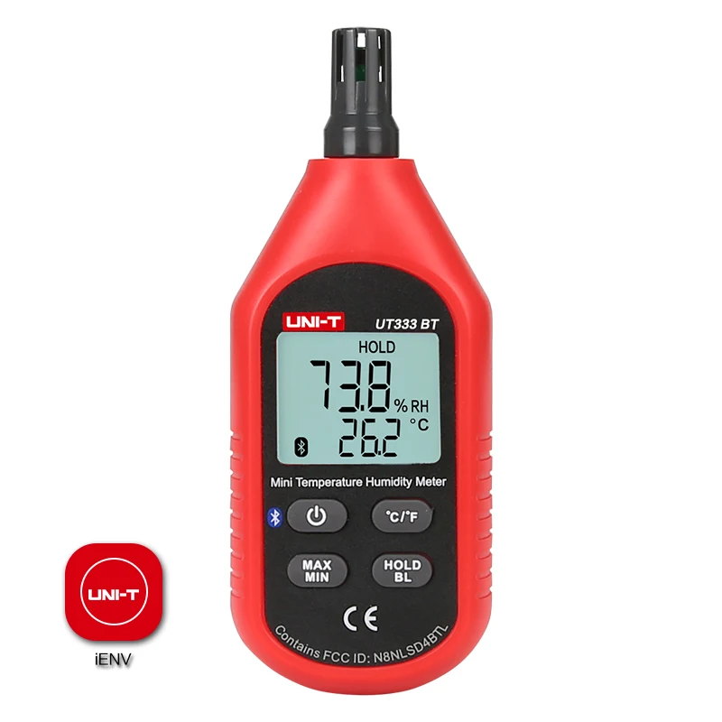 

UNI-T UT333/UT333BT Мини-измеритель температуры и влажности; Промышленный/домашний гигрометр, ЖК-подсветка, индикация низкого заряда батареи