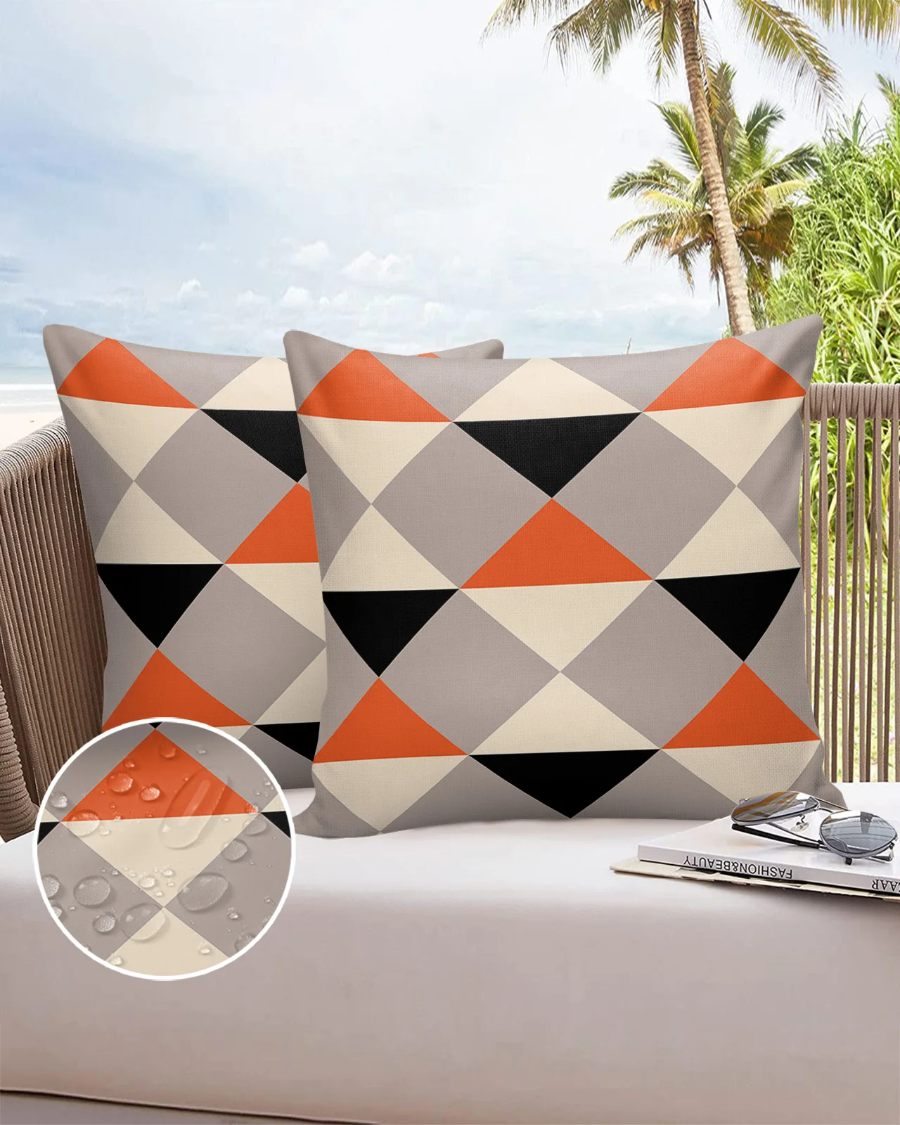 

Orange Black Diamond Pattern 2/4 Pcs Pillow Cushion Cover Waterproof 40 X 40 Pillowcase 60 X 60 Cotton Linen Pillow Cases