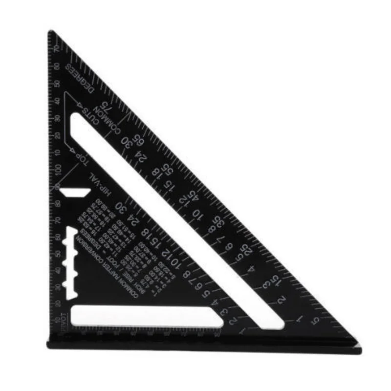 

Metric Imperial System 7-inch Aluminum Profile Black Oxide Triangular Plate 90 Degree 45 Degree Triangular Ruler Square Tool