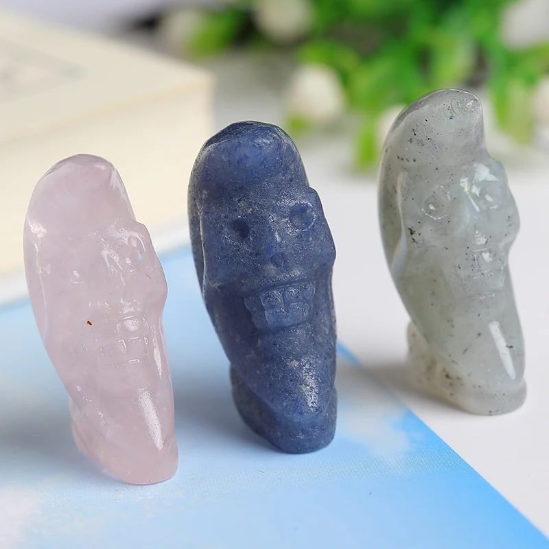 

1PC Moon Smiling face Carving Natural Crystal and Stone Room Decor Healing Crystal Point White Crystal Home Decorations Gift