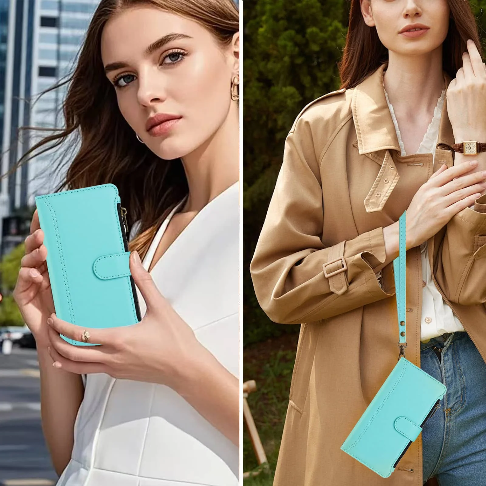 Фото Чехол-кошелек для Samsung Galaxy A15 A16 A25 A32 A36 A53 A56 A73, с RFID-защитой, подставкой, откидной крышкой, ремешком на запястье и держателем для карт №4