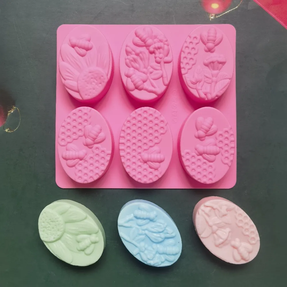 

Oval Bee Soap Soap Silicone Soap Mold DIY Aromatherapy Handicraft Making Soap Mold Candle Cake Mold