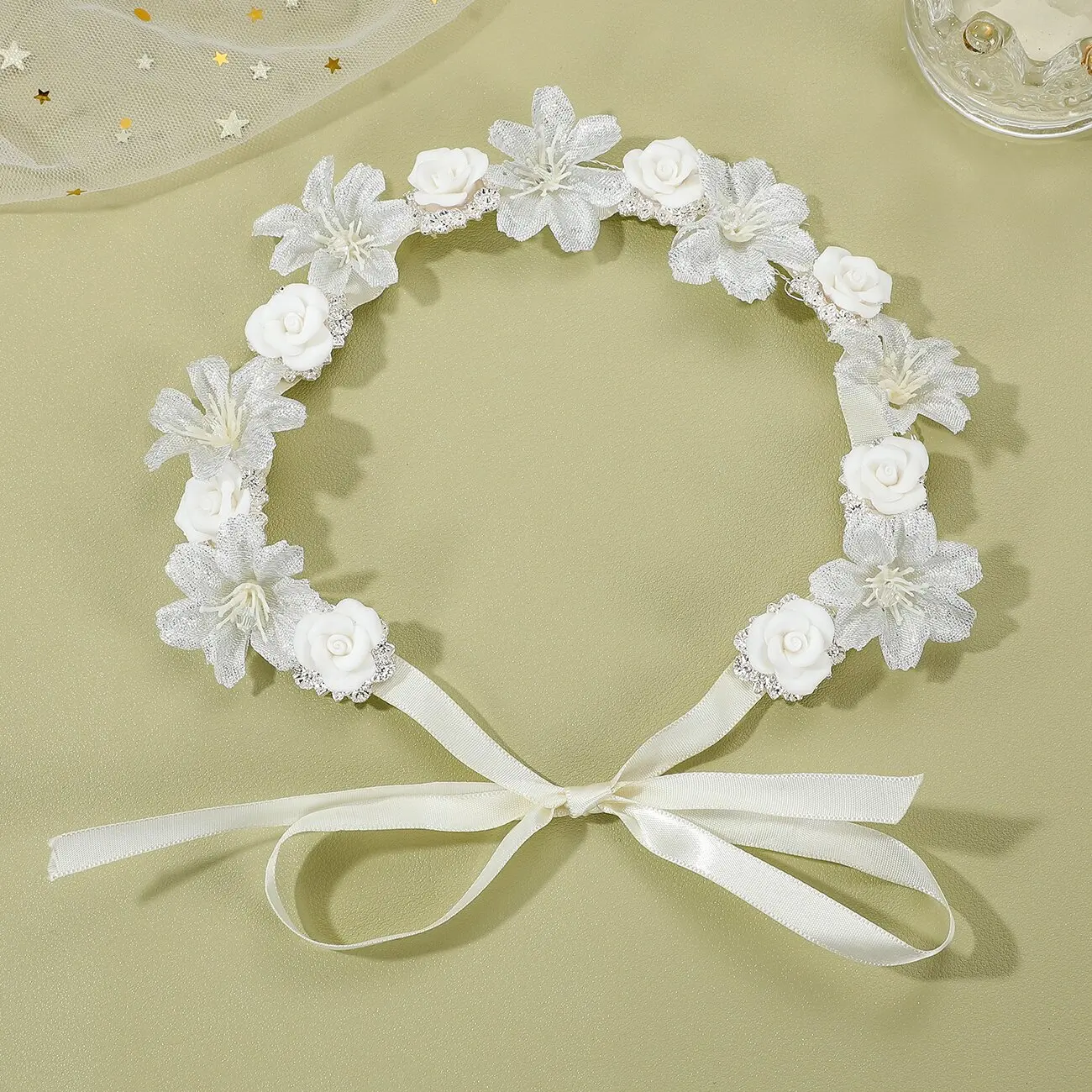 Свадебная вуаль ободок для волос с белым цветком диадемы женщин свадебные