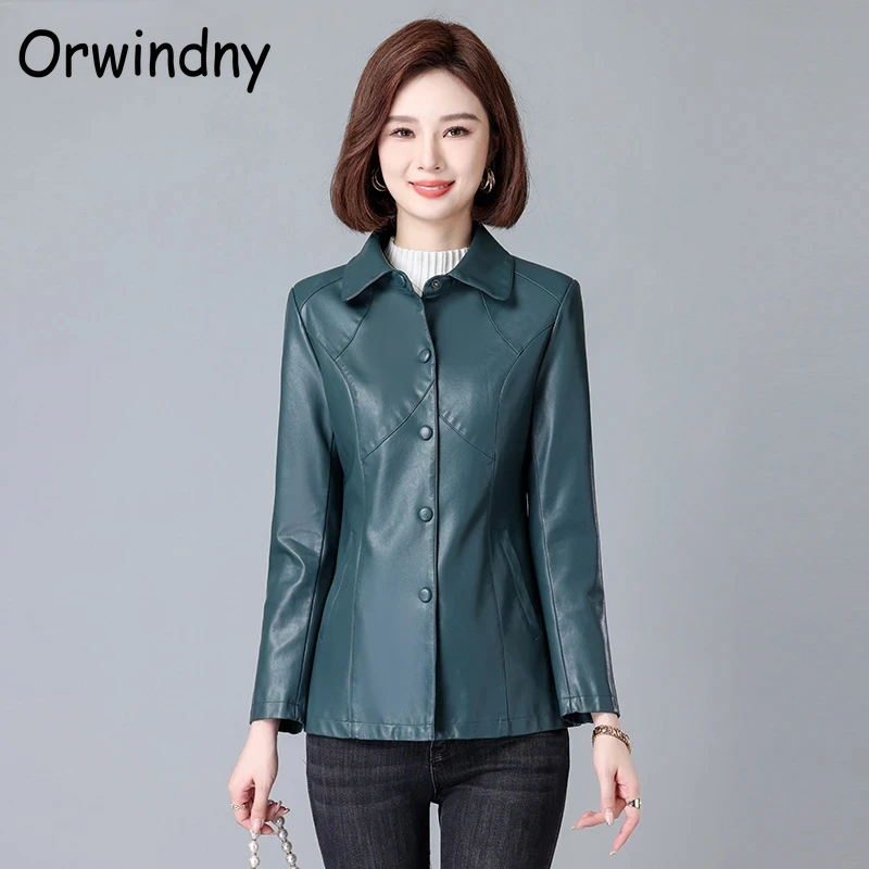 Высококачественная Весенняя кожаная куртка Женская однобортная замшевая