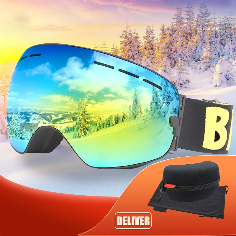 

Сферические лыжные очки с одной и двумя бортами, двойные противотуманные цветные защитные очки с покрытием для снега, зимние спортивные очк...