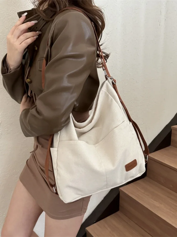 

2024 New American Lazy Commuting Class Large Capacity Tote Canvas Shoulder Bag Women's Backpack