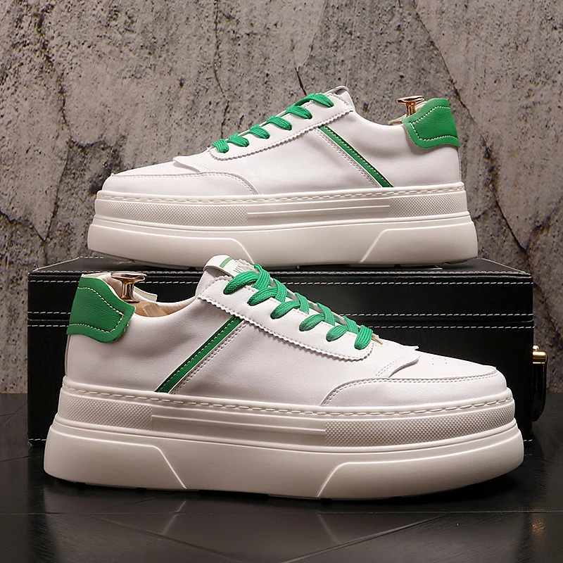 

new Men's 2022 casual shoes fashion shoes net red pop men's shoes high thick soled sponge cake board shoes high-end white shoes