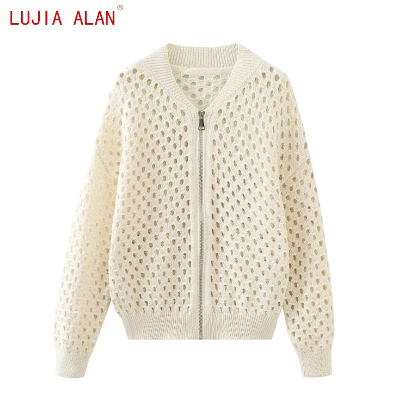 

Женский трикотажный свитер на молнии, с длинным рукавом LUJIA ALAN SW2506