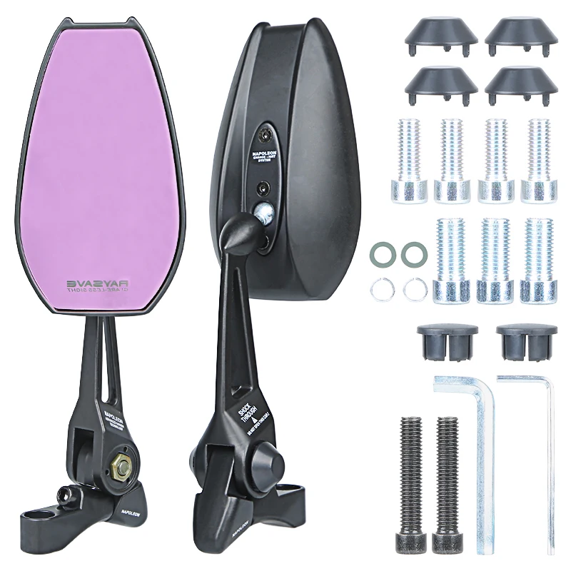 

Motorcycles Modified Aluminum Anti-glare Rearview Mirror Scooter Universal AOS4 AOSAEX Rotatable Side Mirrors with Purple Glass