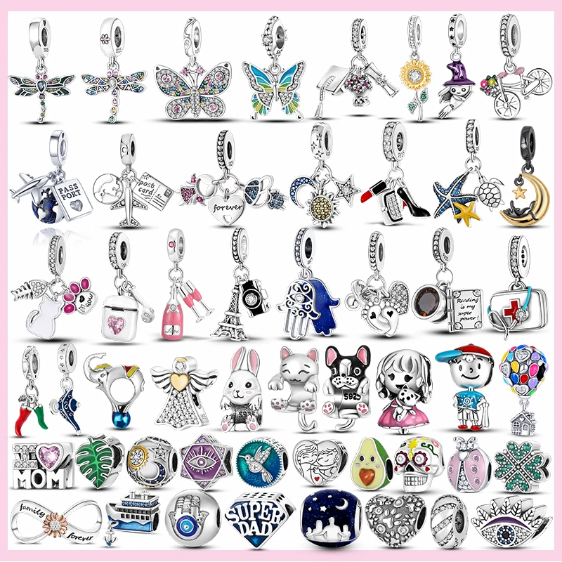 925 Стерлинговое Серебро Бабочка Одеяло Чармс Сердце Бусины Для Браслета DIY Оригинальные Украшения Плата Дэ Лей	Дропшиппинг.