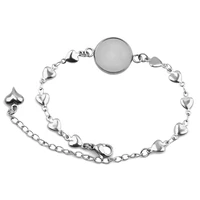 2pcs stainless steel heart cabochon bracelet settings fit 1214161820mm cameo bracelets bezel blank diy jewelry base fashion