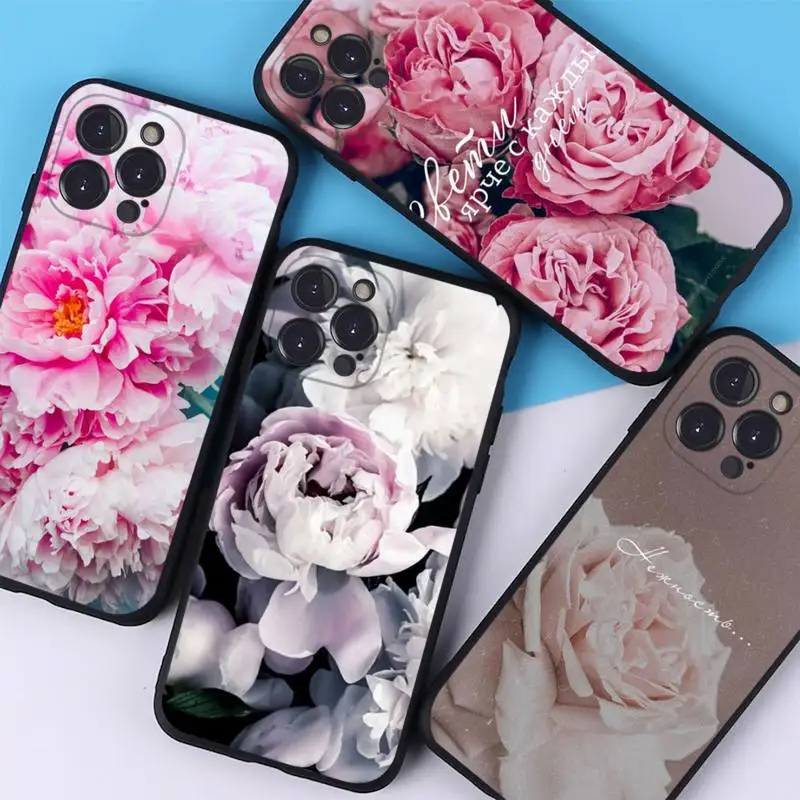 

Peonies beautiful flower Phone Case For iPhone 14 11 12 13 Mini Pro XS Max Cover 6 7 8 Plus X XR SE 2020 Funda Shell