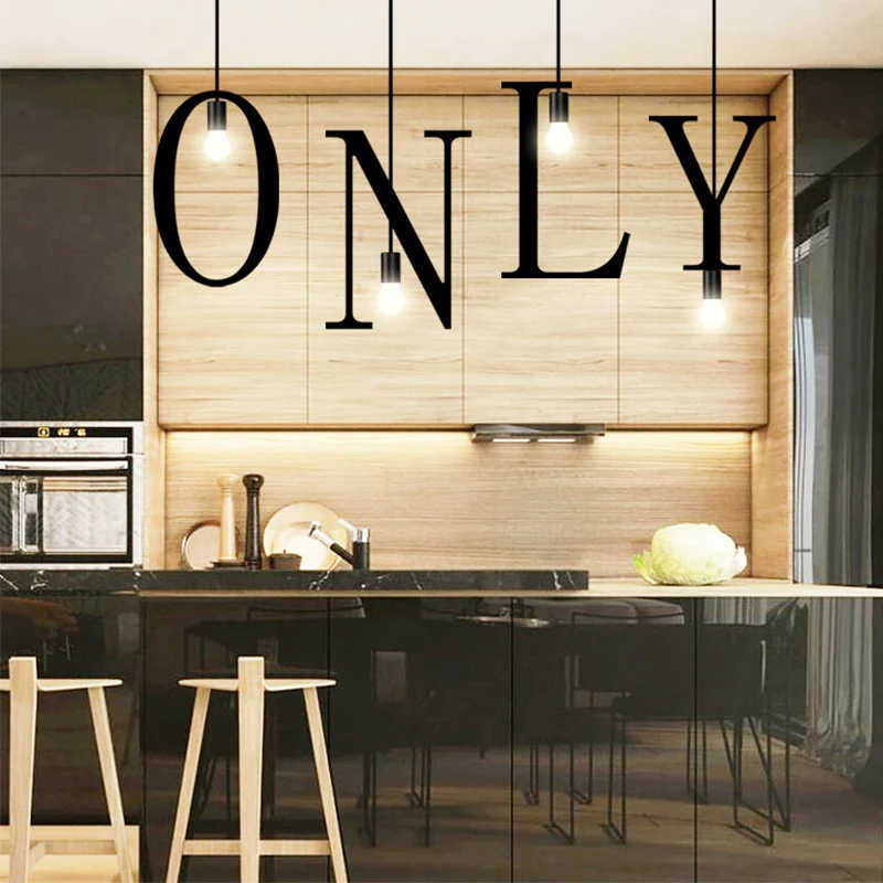 

Restaurant Lamp Background Wall Chandelier 2022 New Trend Artistic English Letter Hanging Lamps for Ceiling Bar Coffee Store