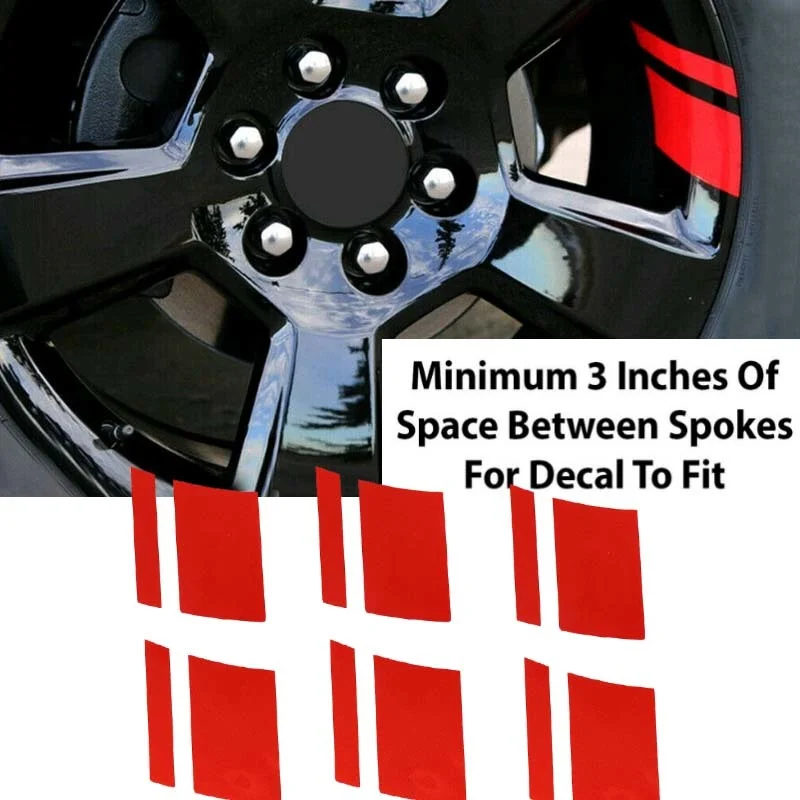 

6Pcs Car Tire Rim Reflective Sticker Wheel Tyre Ring Decor Decoration Trendy Vinyl Decal Auto Accessories 10*15cm Universal