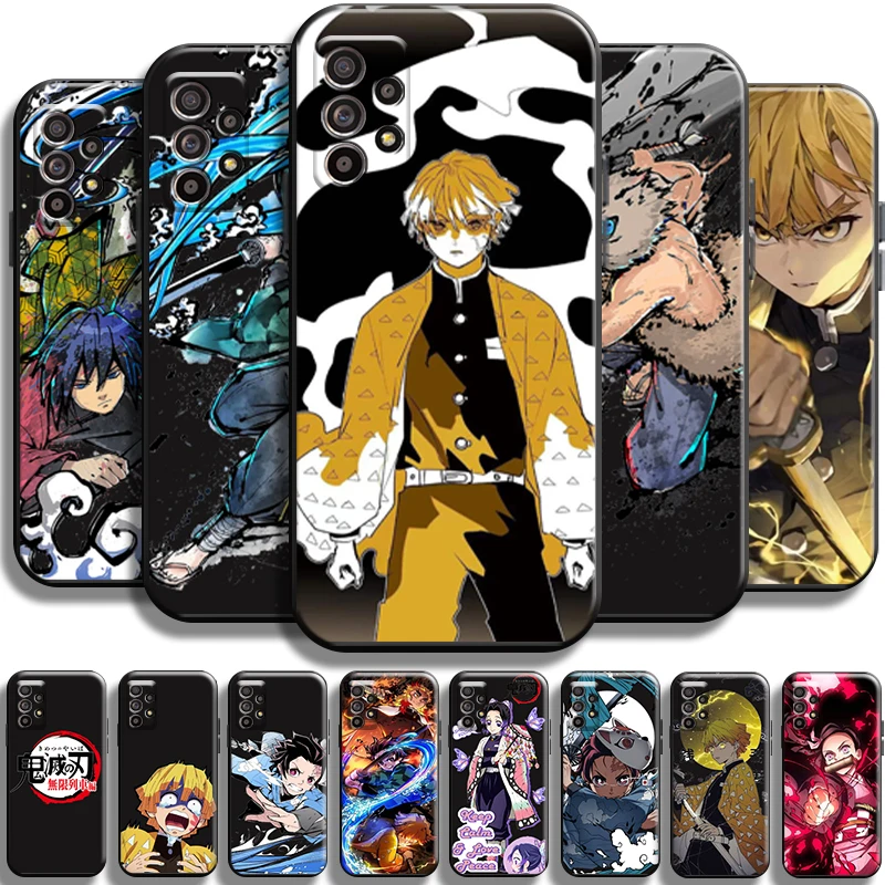 

Demon Slayer Kamado Zenitsu Phone Case For Samsung Galaxy A52 4G A52 5G Cover Full Protection Funda Shell Cases Liquid Silicon