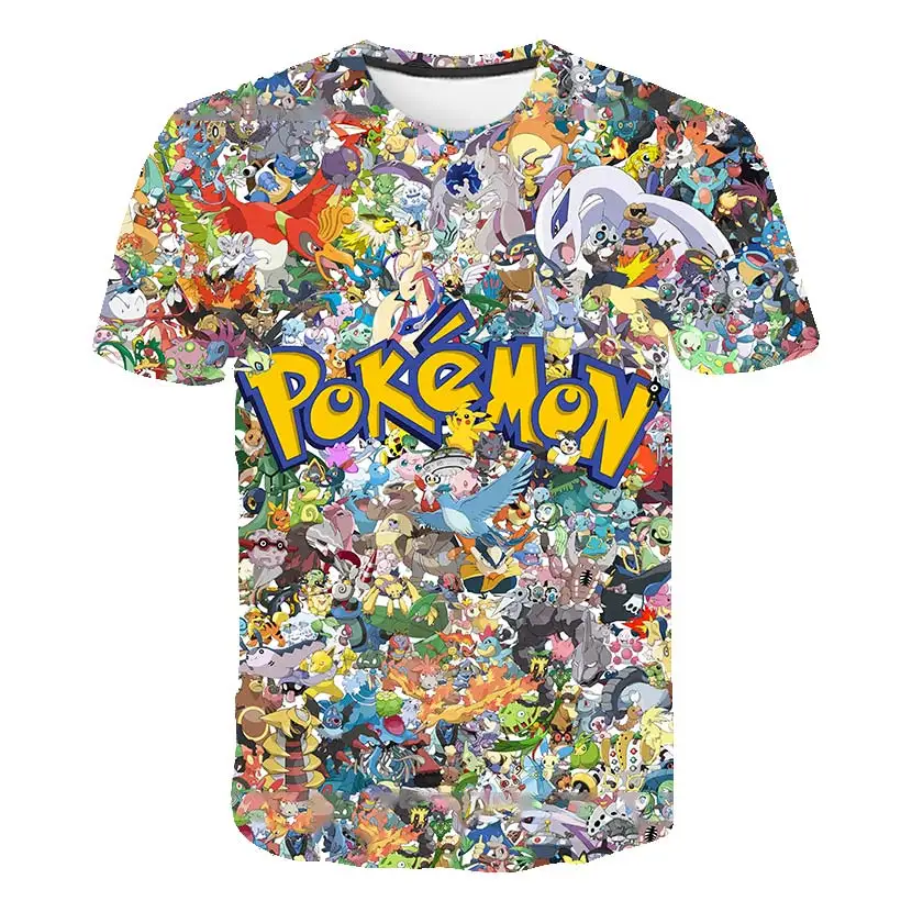 

Boys and Girls Short Sleeve T-shirts, Street Clothes, Hip Hop, Casual, Summer and Fashion, Cartoon, Pokemon, 3D Printing, 4t-14t