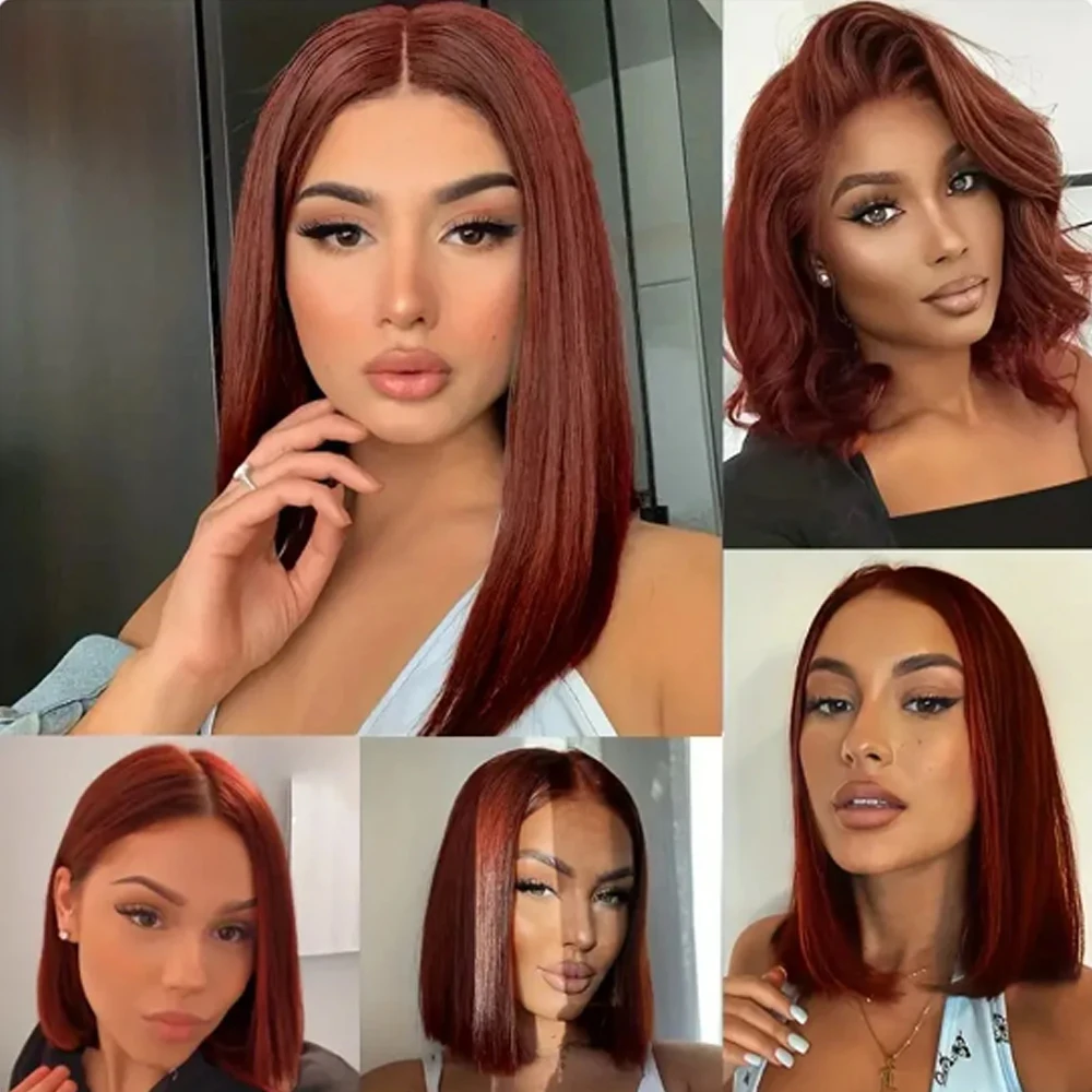 Парик цвета красновато-коричневого Боба на сетке спереди парик из натуральных