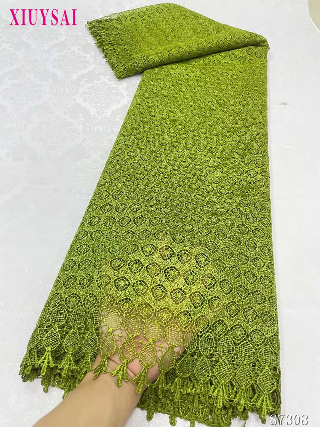 

African Cord Lace Fabric 2023 High Quality Water Soluble Nigerian French Guipure Cord Lace With Sequins For Wedding Dress Sewing