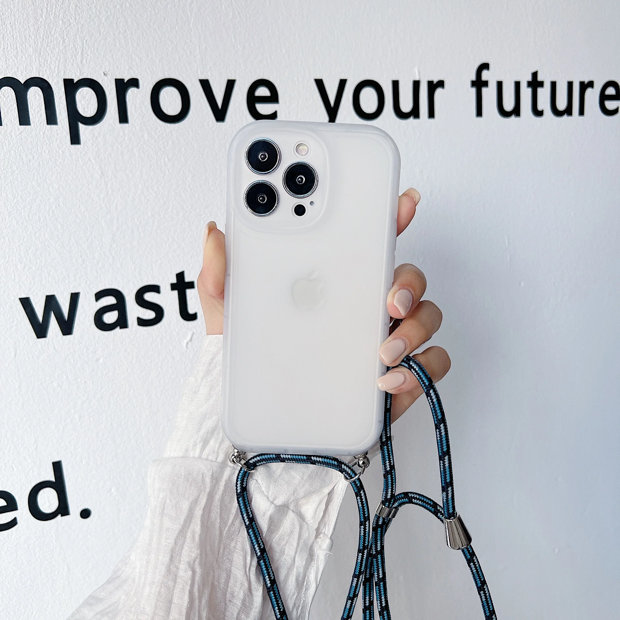 

Cross Necklace Strap Silicone Phone Case For iphone 13 MiNi 12 Pro Max 11 Pro Max X XR XS Max 6S 7 8 plus Lanyard Case