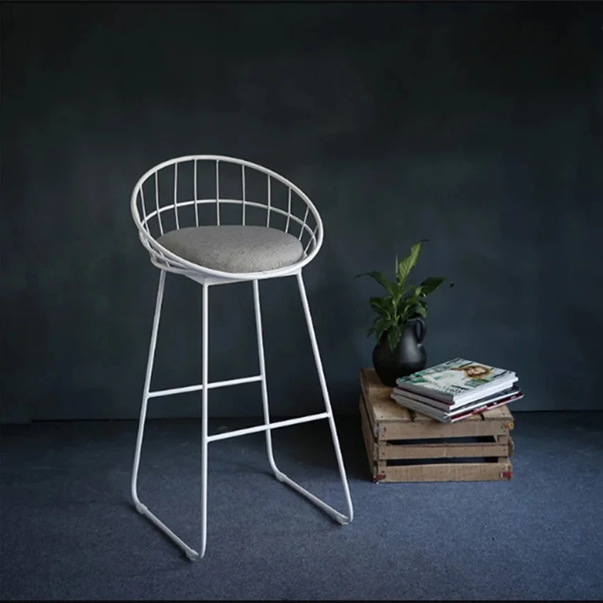 Высокий золотой барный стул из кованого железа простой обеденный современный