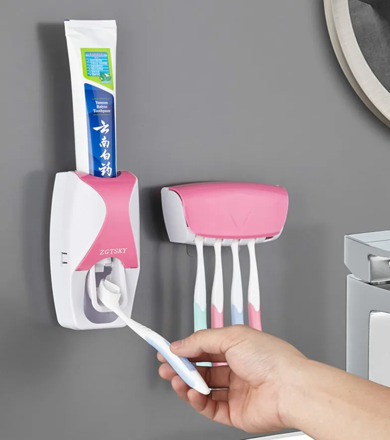 

Automatic toothpaste dispenser wall mounted bathroom bathroom accessories waterproof toothpaste squeezer toothbrush holder set