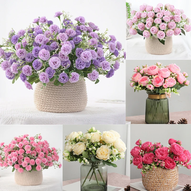 

Rose Simulation Flower Hydrangea Artificial Bride Holding Bouquet Party Fake Flowers Decoration Living Room Wedding Decoration