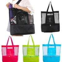 high capacity transparent bag women mesh double layer heat preservation large picnic beach bags tote office lunch snacks bag