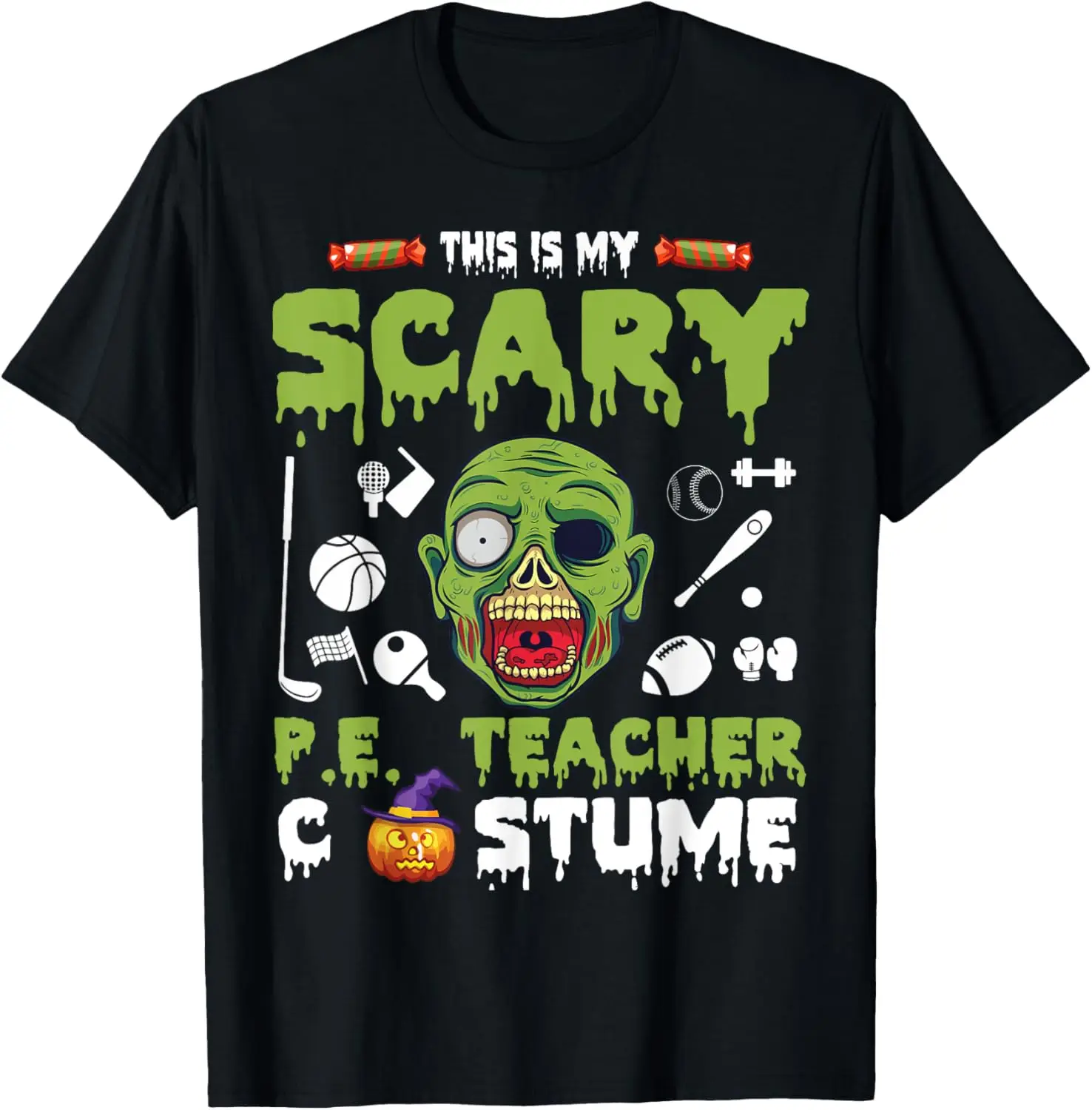 Череп монстра Хэллоуин This Is My Scary PE Костюм учителя Футболка