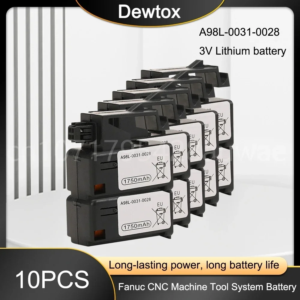 10PCS A98L-0031-0028 /A02B-0323-K102 3V 1750mAH Lithium Battery for FANUC PLC CNC System Pack