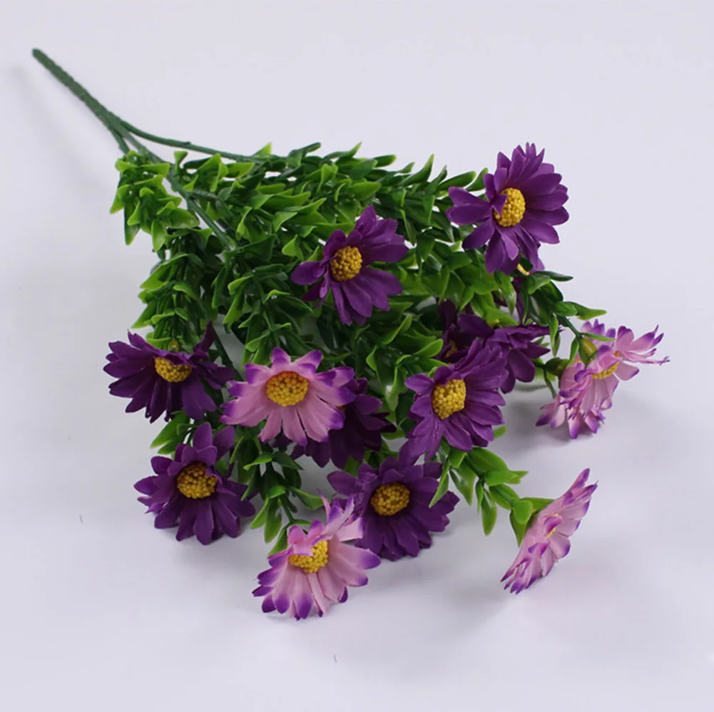 

15 Head Artificial Flowers Plastic Fake Plants Simulation Daisy Wedding Home Garden Decor Indoor Outdoor Office Table Decoration