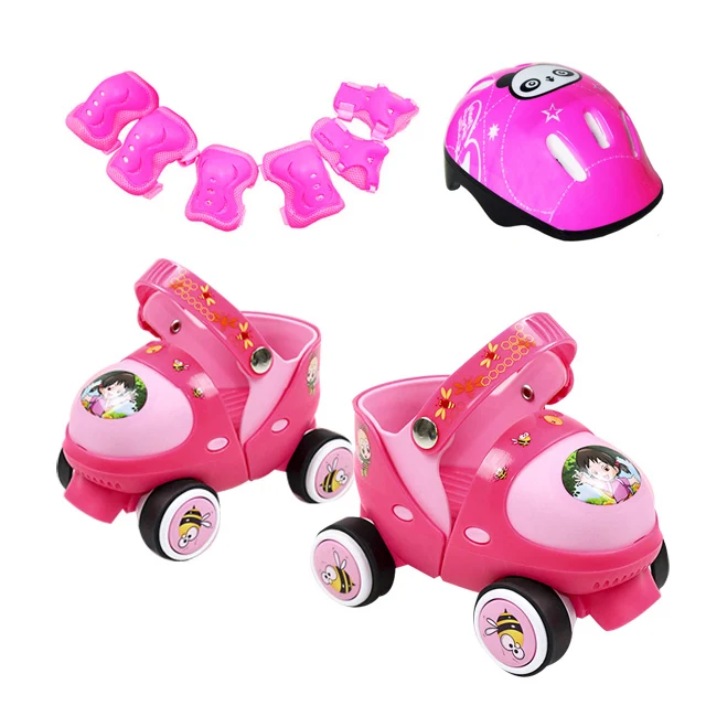 2022 hot saleSkates Children Quality Double Roller Skates Pink New High Beginner Girl Skates 4 Wheels