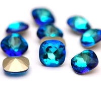 4470 crystal cushion cut bermuda blue glass rhinestones pointed back fancy stones diy garment jewelry design making decoration