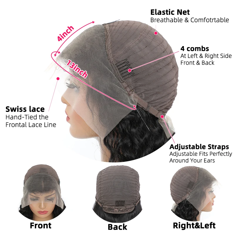 HD 13x4 Прямой парик фронта шнурка с человеческими волосами Remy из Бразилии для